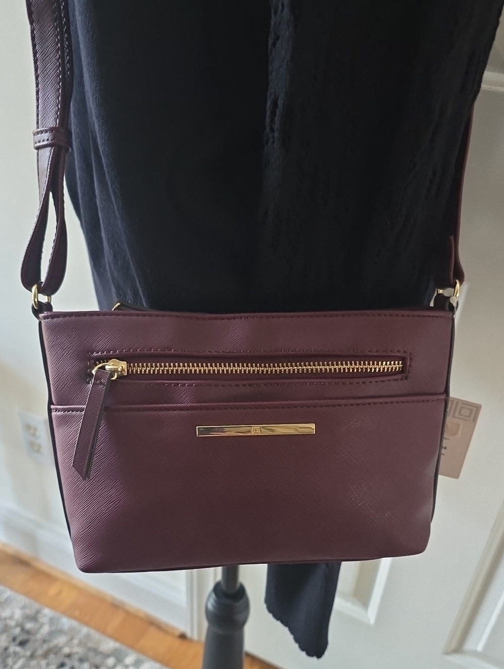 Liz Claiborne Signature Brand Women's Crossbody Bag - Burgundy "Leather"